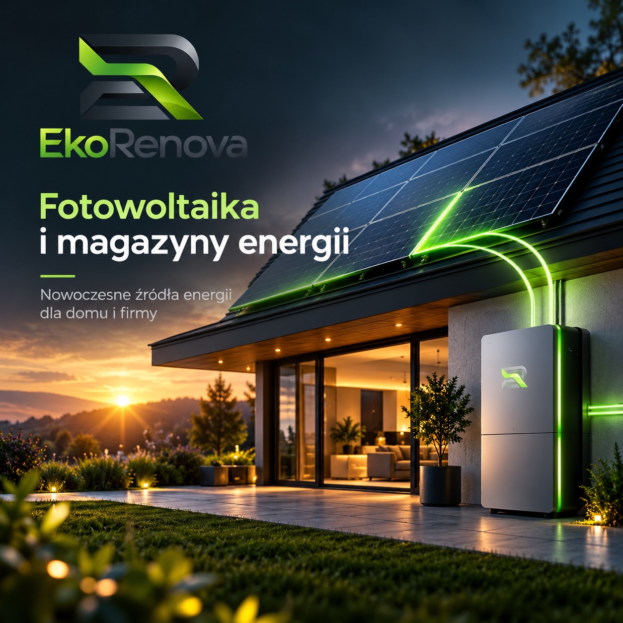 Grafika EkoRenova: fotowoltaika i magazyny energii